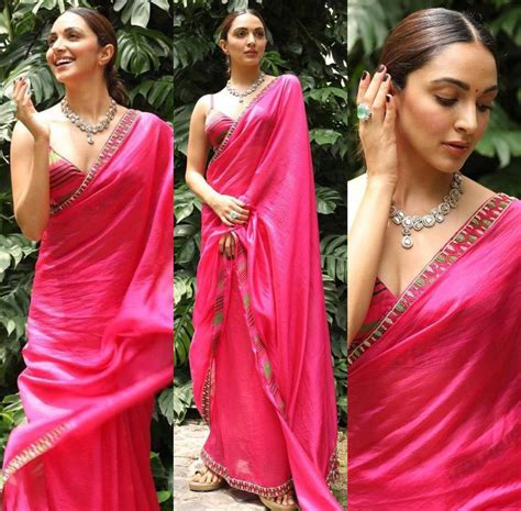 Kiara Advani Looks Vibrant In A Fuchsia Pink Organza Silk Saree