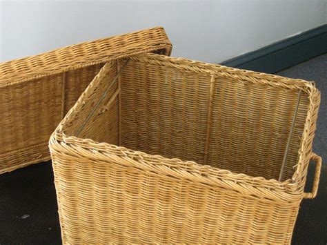 Vintage Rattan File Basket Wicker Box With Lid Home Office Etsy