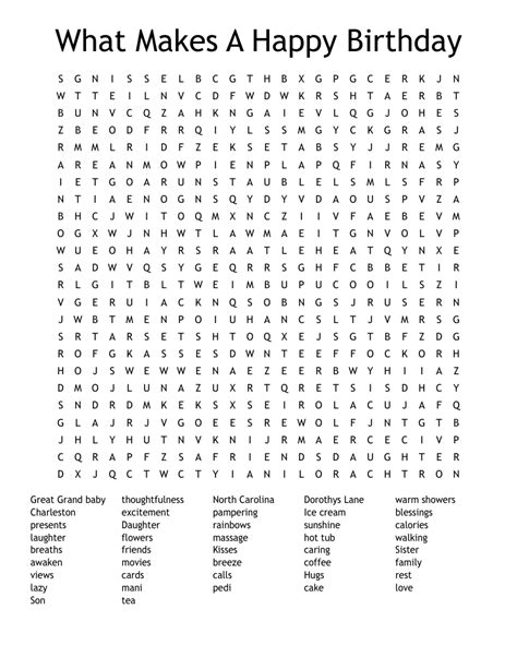 What Makes A Happy Birthday Word Search Wordmint
