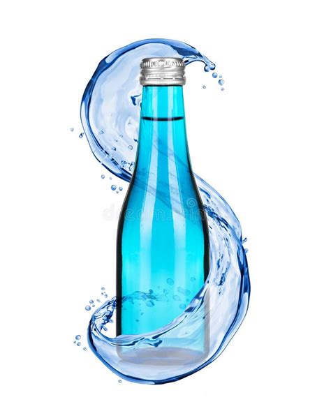 Salpica Del Agua Alrededor De Una Botella En Un Fondo Blanco Imagen De