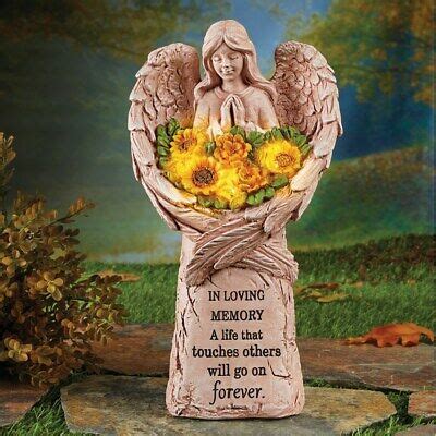 Solar Lighted Sunflower Angel Loved Ones Lost Memorial Garden Statue Ebay