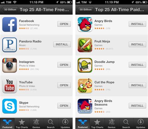 Apple Reveals New All Time Top Apps Following Countdown To 50 Billion
