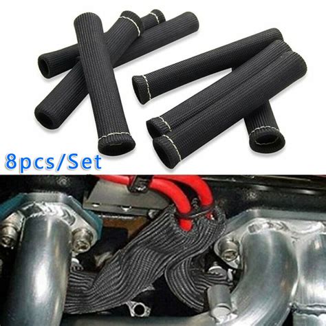 8pcs 2500degree Spark Plug Wire Boot Protector Sleeve Heat Shield Cover