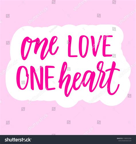One Love One Heart Calligraphic Sticker Stock Vector Royalty Free
