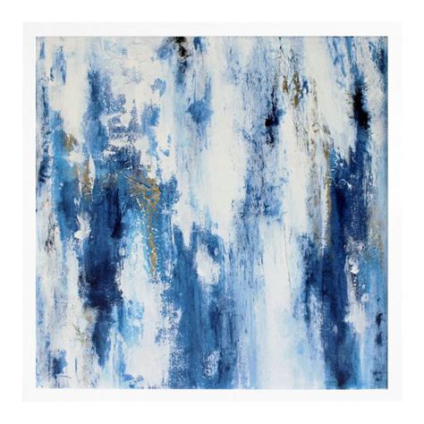 Cracked Blue Ice Contemporary Abstract Acrylic Painting Framed
