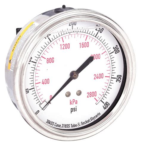 0 To 400 Psi 0 To 2800 Kpa 3 12 In Dial Commercial Pressure