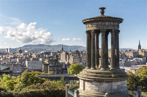 Uk Scotland Edinburgh View Of City From Calton Hill With Dugald