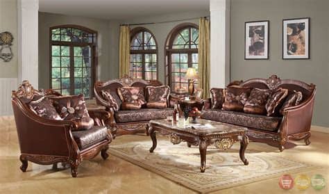 Looking for sectionals for your living room? Marlyn Traditional Dark Wood Formal Living Room Sets with ...