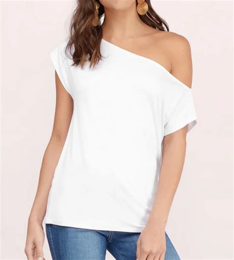 Summer Womens Casual Off Shoulder Loose Sexy Short Sleeve Blouse Tops Women T Shirt Plain Blank