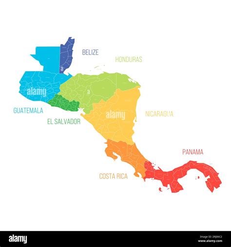 Countries Of Central America Map With Administrative Divisions Of