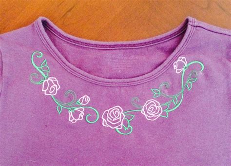 New neckline for t-shirt. | Machine embroidery, Embroidery designs ...