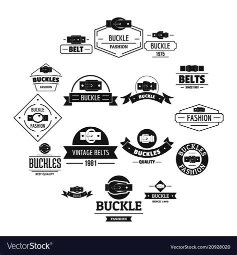 Belt Buckle Logo Icons Set Simple Style Royalty Free Vector