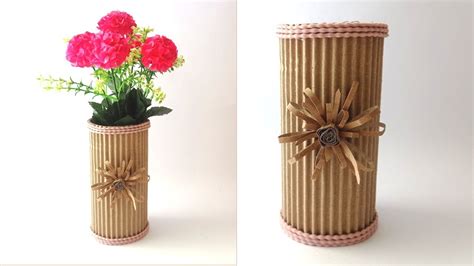 Diy Vas Bunga Estetik Dari Kardus Bekas Used Cardboard Flower Vase