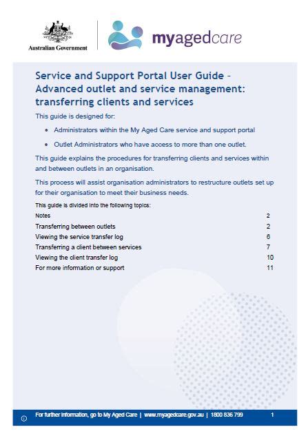 My Aged Care Service And Support Portal User Guide Advanced Outlet