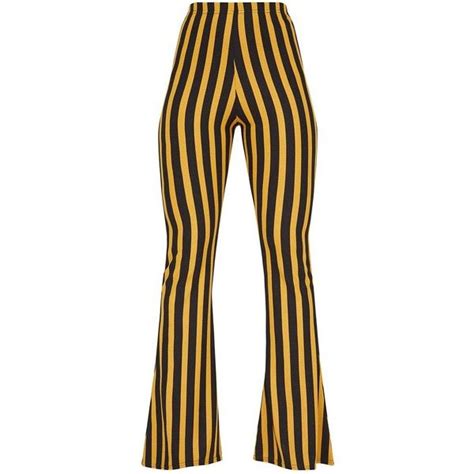 mustard vertical stripe flare trouser 25 liked on polyvore featuring pants flared pants