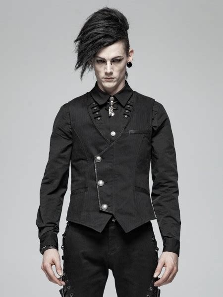 Punk Rave Black Gothic Simple Vest For Men