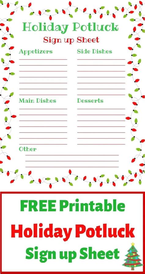 Free Printable Christmas Potluck Templates
