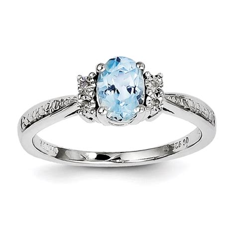 Jewelrypot Sterling Silver Diamond And Light Blue Topaz Ring Gem Wt 0