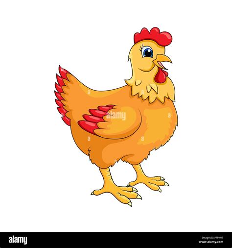 Hen Cartoon Character Vector Design Isolated On White Background Stock