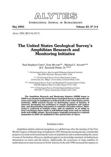 Pdf The United States Geological Surveys Amphibian Research And