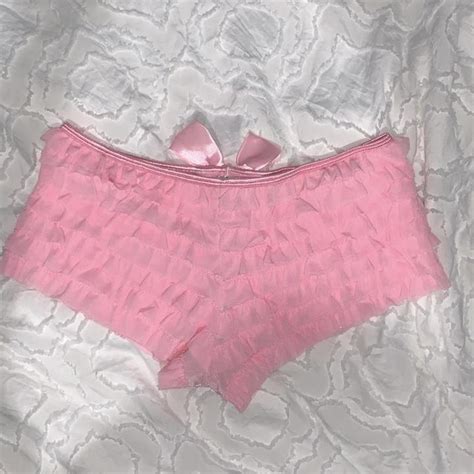 Pink Ruffle Panties Size Large Only Worn Once Depop