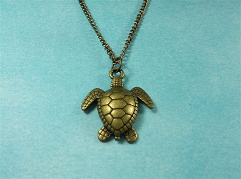 Bronze Sea Turtle Necklace Sea Turtle Jewelry Turtle Lover Etsy