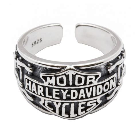 Sterling Silver Harley Davidson Logo With Motocycle Chain Adjustable