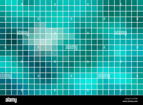 Turquoise Green Abstract Vector Square Tiles Over White Mosaic