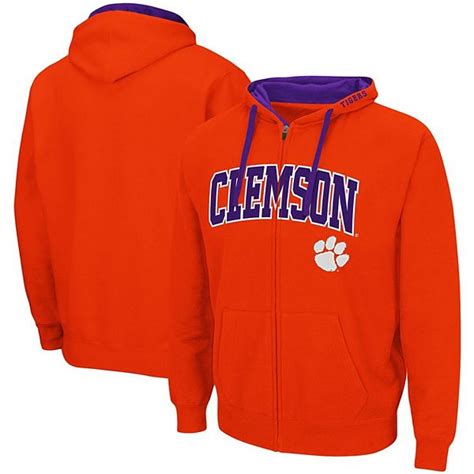 Mens Colosseum Orange Clemson Tigers Arch And Logo 20 Full Zip Hoodie