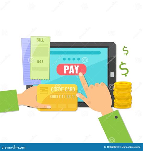 Mobile Payment Concept Paying Bills Online Stock Vector Illustration