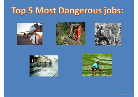 The 5 Most Dangerous Jobs Ppt Gene English Esl Powerpoints