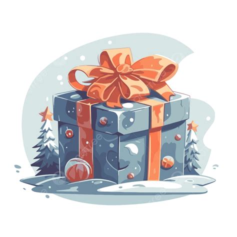 Regalo De Navidad Vector Png Dibujos Pegatina Clipart Azul Y Naranja