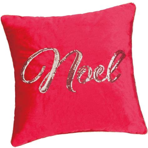 Holiday Red Throw Pillow With Gold Sequin Noel Sentiment Christmas