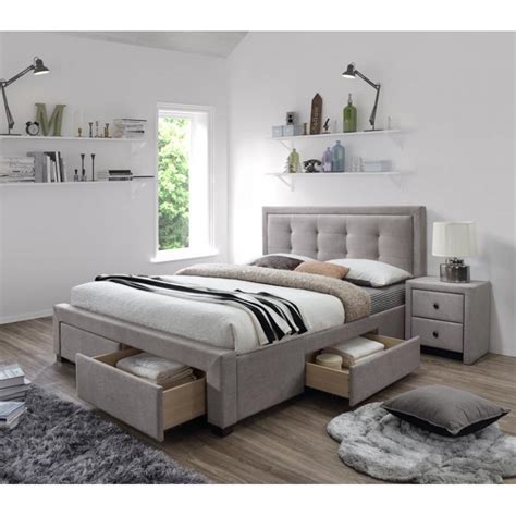 Têtes de lit variété de styles et d originalités. Lit 160x200 beige avec sommier et tiroirs de rangement ...