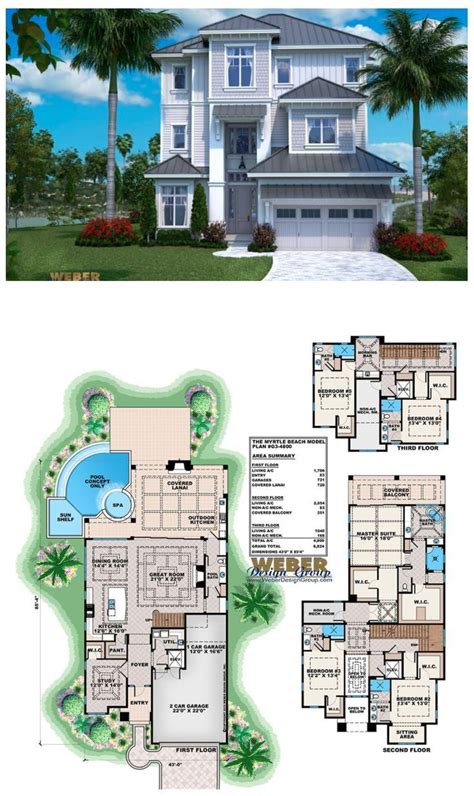 Beach House Plan Open Layout Beach Home Floor Plan With Pool Beach