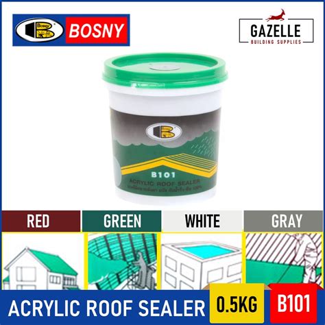 Bosny Acrylic Roof Sealer B101 Signal Red Deep Green White Primer Grey