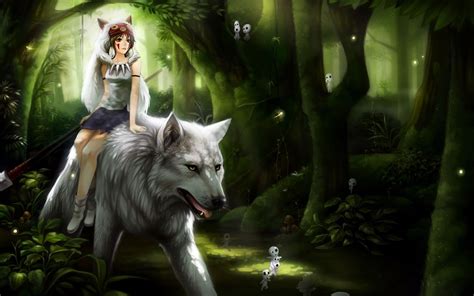 Brunette Short Hair Anime Anime Girls Forest Wolf Princess