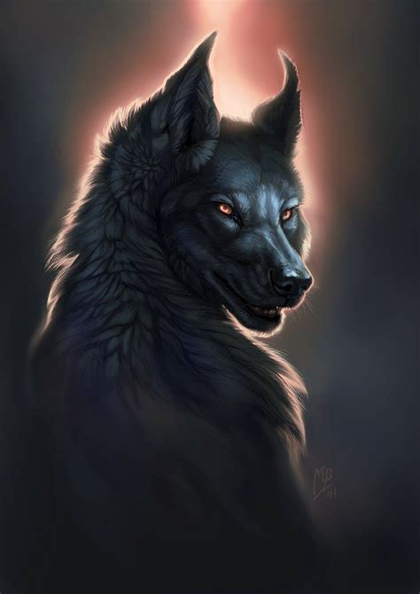 An Artistic Painting Of A Wolf With Red Eyes And Dark Hair Staring At