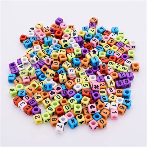 Buy 200pcslot Mixed Square Loose Beads With Numbers Child Women Diy