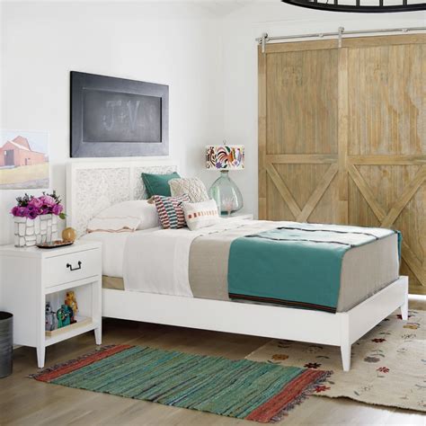 Boho Chic Carved Headboard White Queen Bed Zin Home