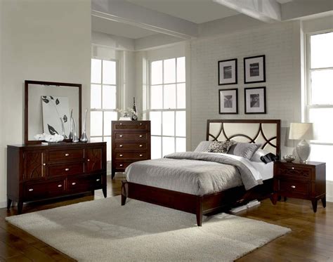 I like that the wood tone is quite. Simpson Brown Cherry Wood Upholstered Fabric Queen Bed ...