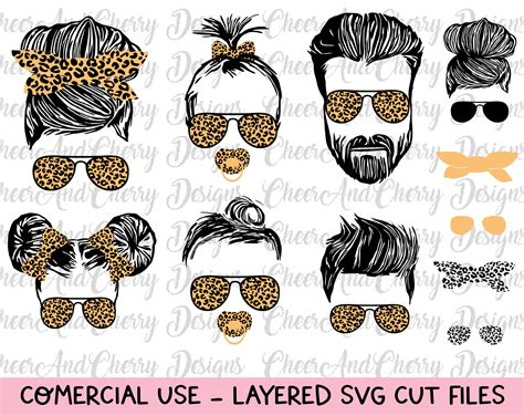 Leopard Decals Cricut Cut Files Family Life Sunglasses Pngs Girl Svgs T Shirts Svgs Messy Bun