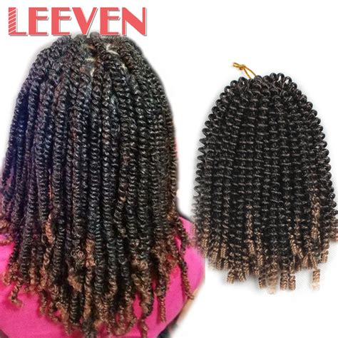 Leeven Fluffy Spring Twist Crochet Hair Extensions 8 Passion Twist Ombre Braiding Hair