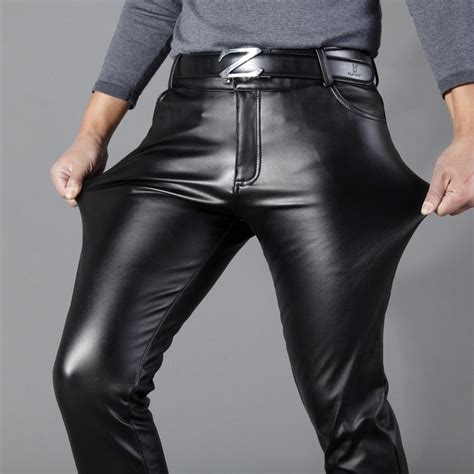 solid black clean and sleek design men leather pants fanfreakz