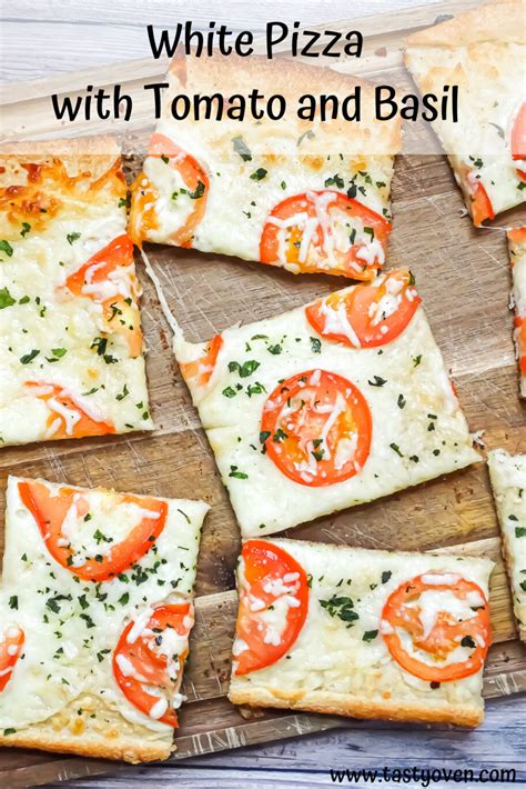 white pizza with tomato and basil recipe pizza recipes homemade white pizza recipes