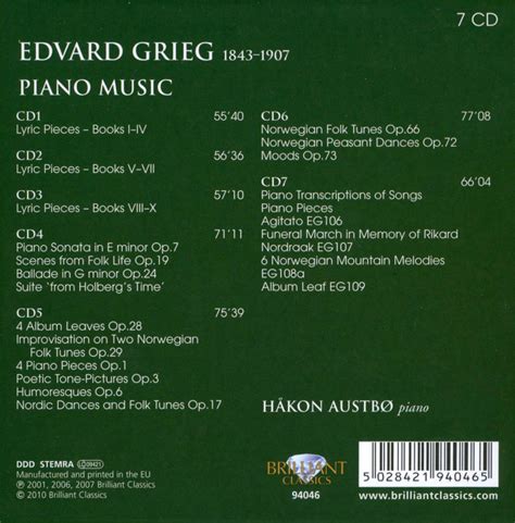 Hakon Austbo Edvard Grieg Piano Works 2010 7cd Box Set Avaxhome