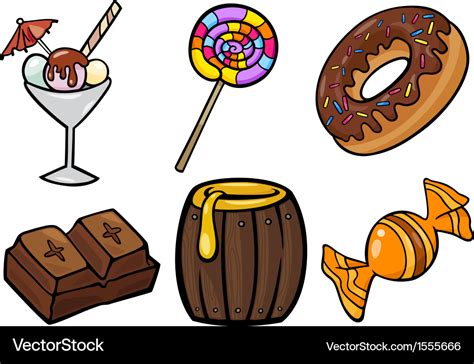 Sweet Food Objects Cartoon Set Royalty Free Vector Image