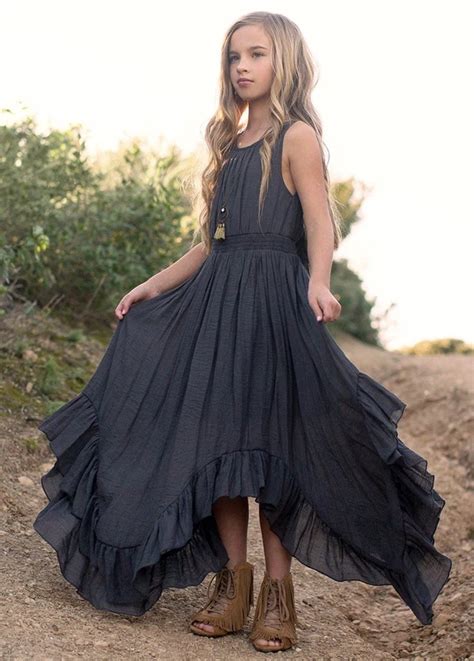 New Gemma Dress In Charcoal In 2021 Tween Fashion Outfits Boho