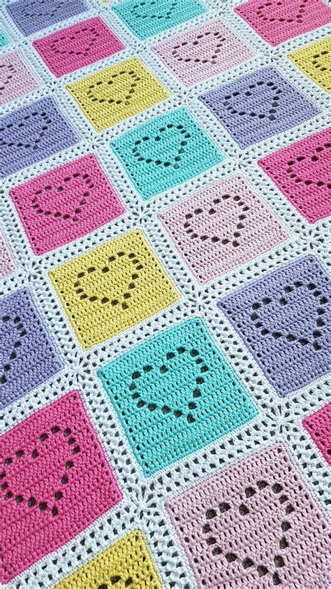 A Playful Stitch Filet Heart Crochet Baby Blanket