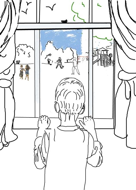 Boy Looking Out Window Art Animated Boy Sketch Art Etsy